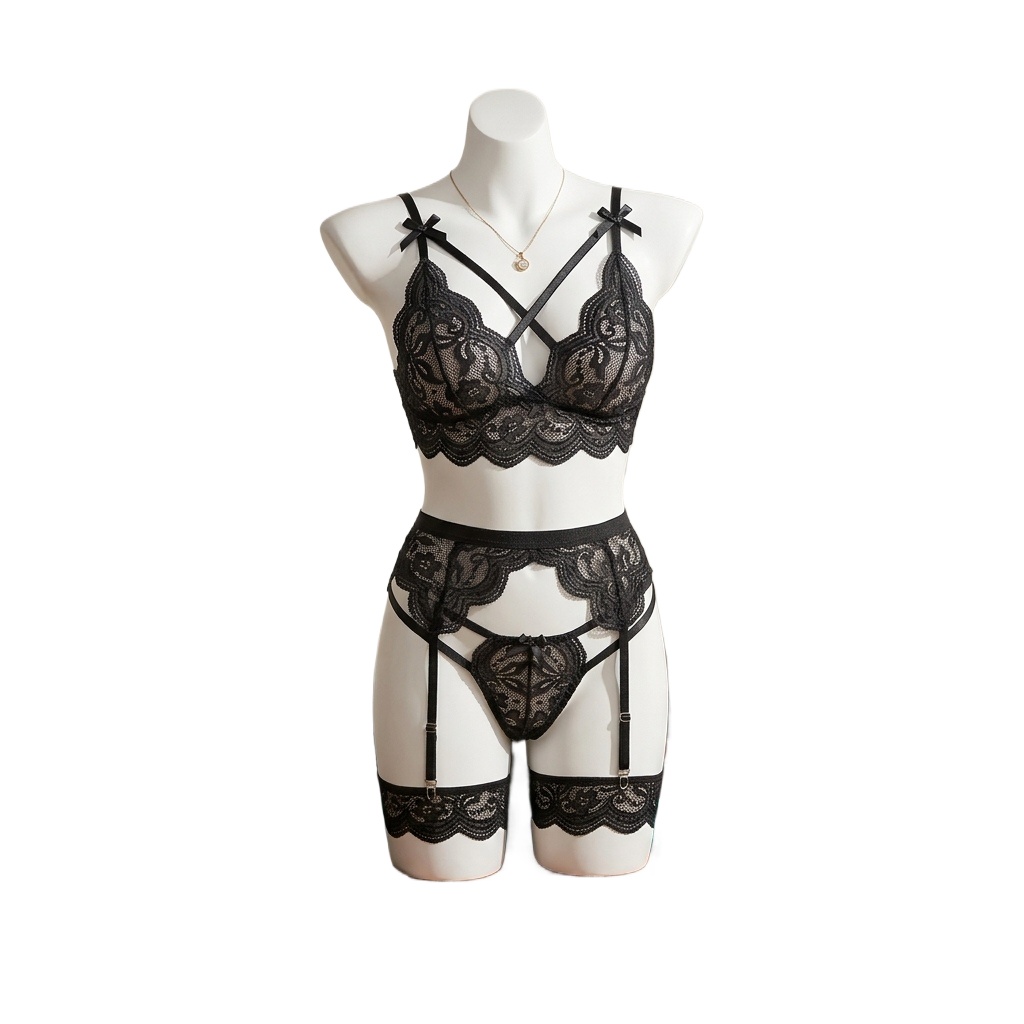 Garter Belt Set - Женский комплект кружевного белья с цветочным